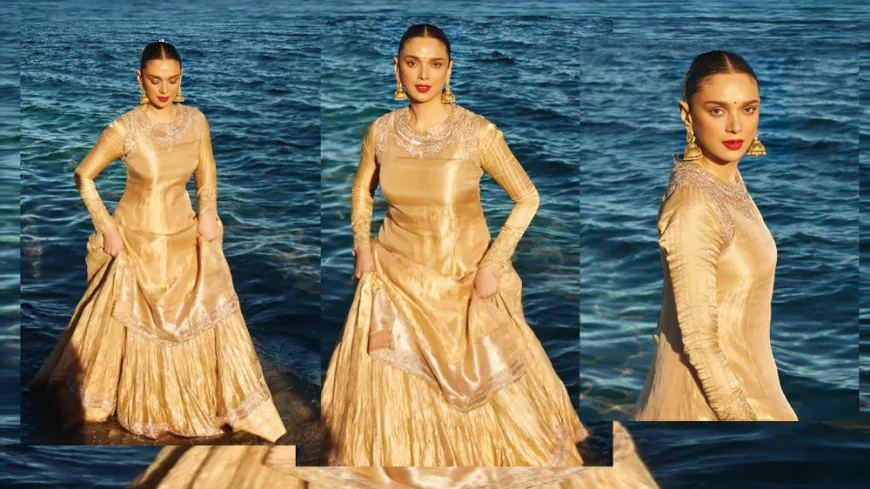 Cannes Throwback: Aditi Rao Hydari Channels Her Bibbojaan Energy In A Golden Gharara Set